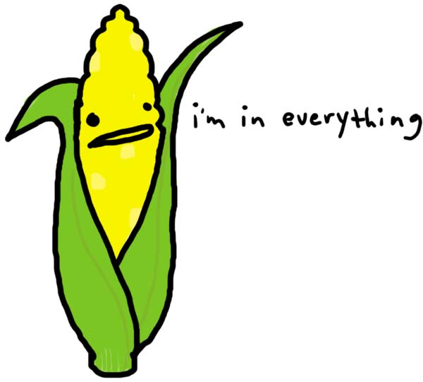 Drawing of a corn stalk with the words written next to it: "I'm in Everything."